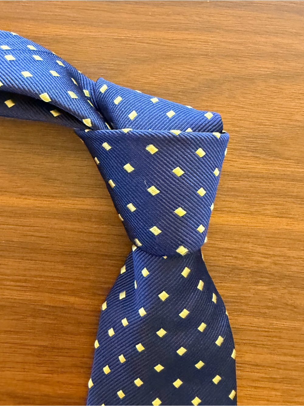 PINK Victoria's Secret Navy Blue Tie with Small Yellow Diamond Motif
